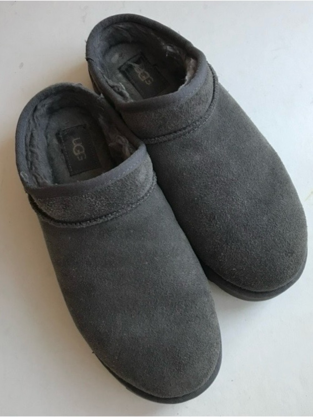 UGG Shoe S-10 Classic Slipper Gray Suede Shearling Slip-On